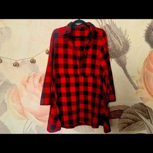 ***2/$15 *** red plaid tie dress
